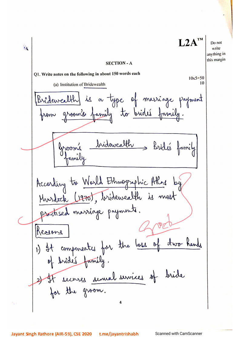 L2A Anthropology Optional Toppers Test Series (AIR59) CSE 2020